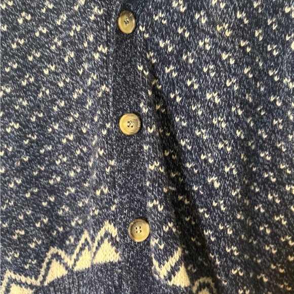 Vintage Unisex Wool Grandpa Blue Patterned Cardigan - Size X-Large - Picture 4 of 4